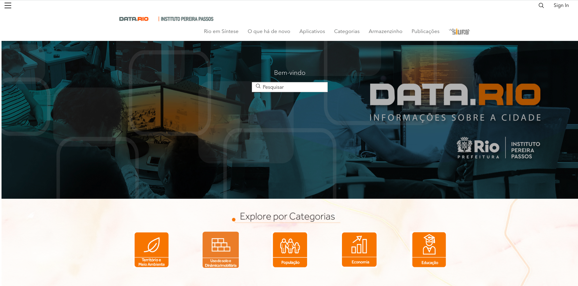 Homepage do data.rio